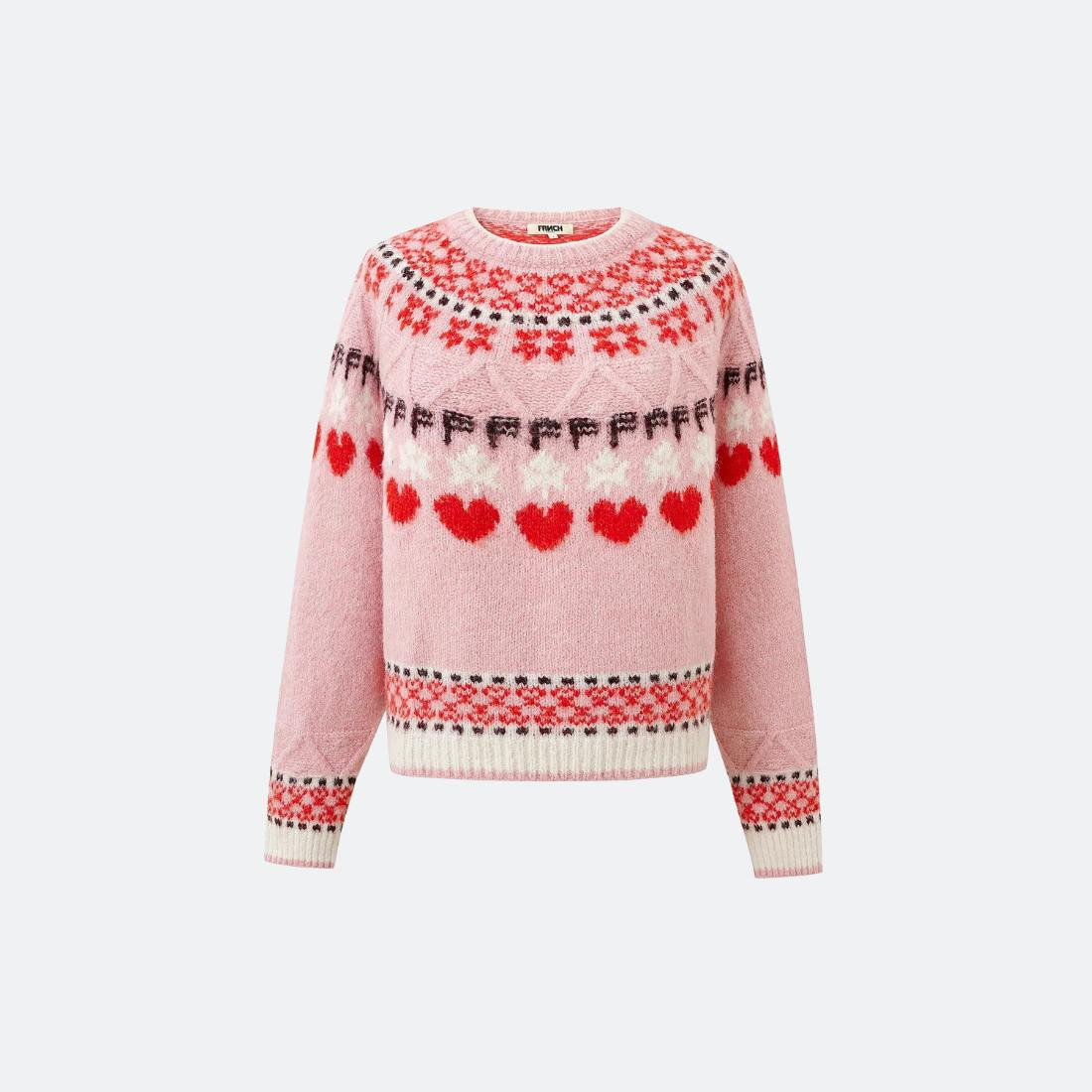 Camisola de malha com padrão e gola redonda
