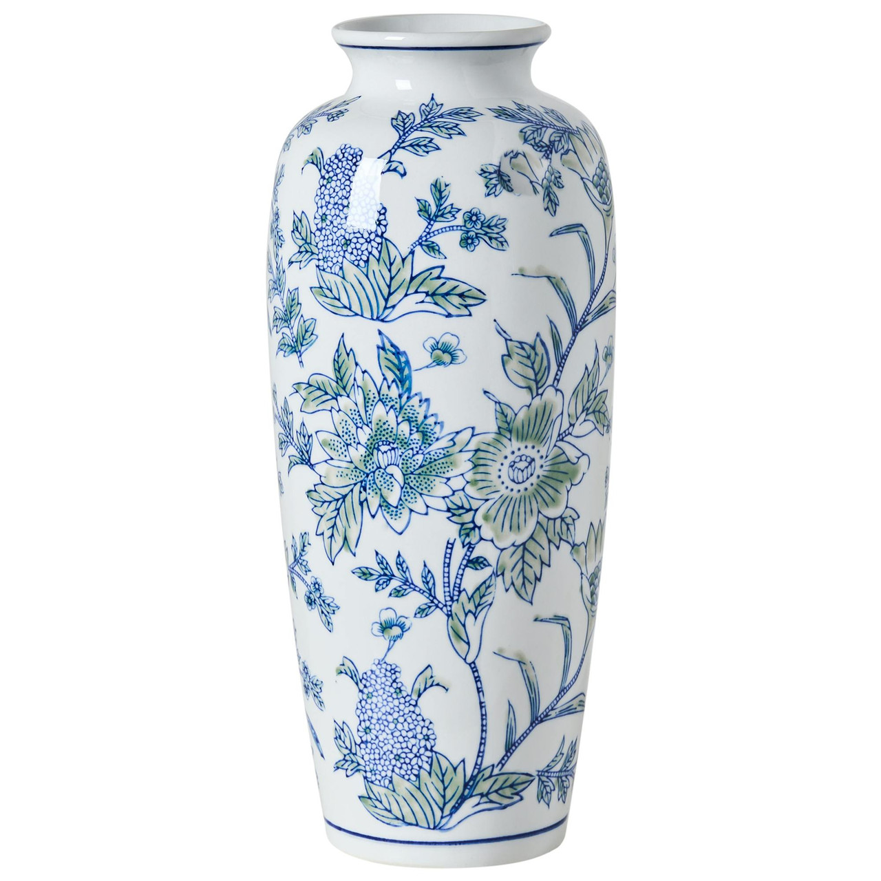 Jarro de flores GUADIX Porcelana 35 cm Branco/Azul