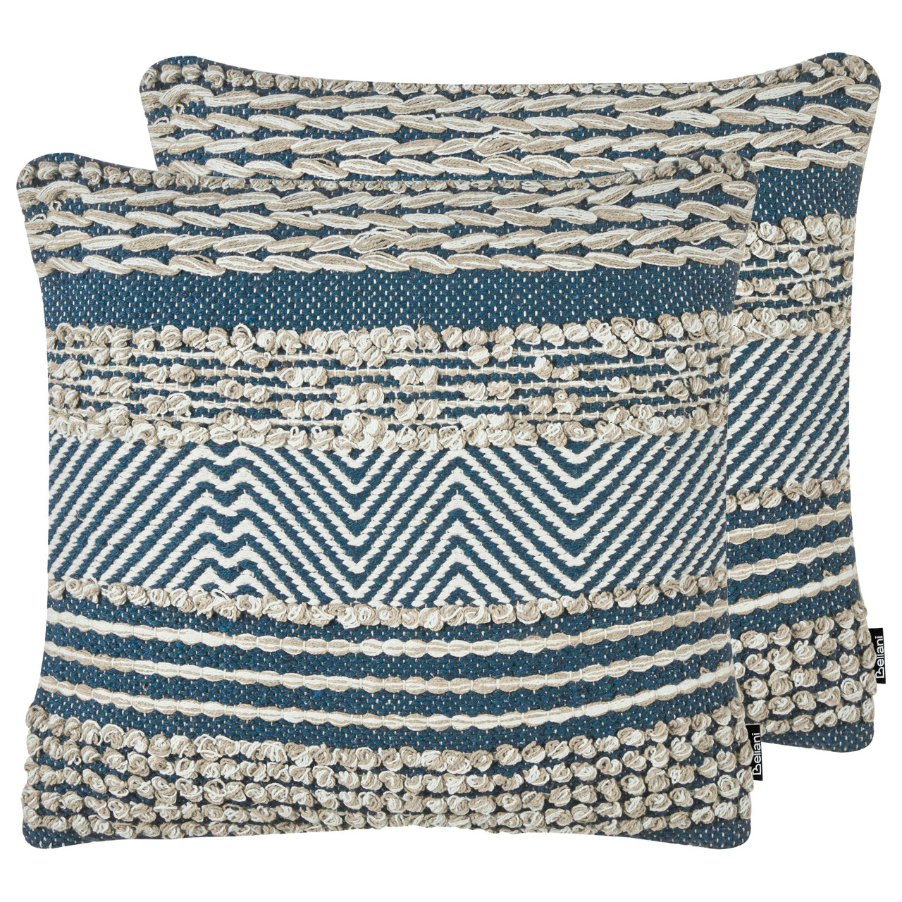 Conjunto de 2 almofadas decorativas DEWBERRY Algodão 45 x 45 cm Azul Padrão geométrico