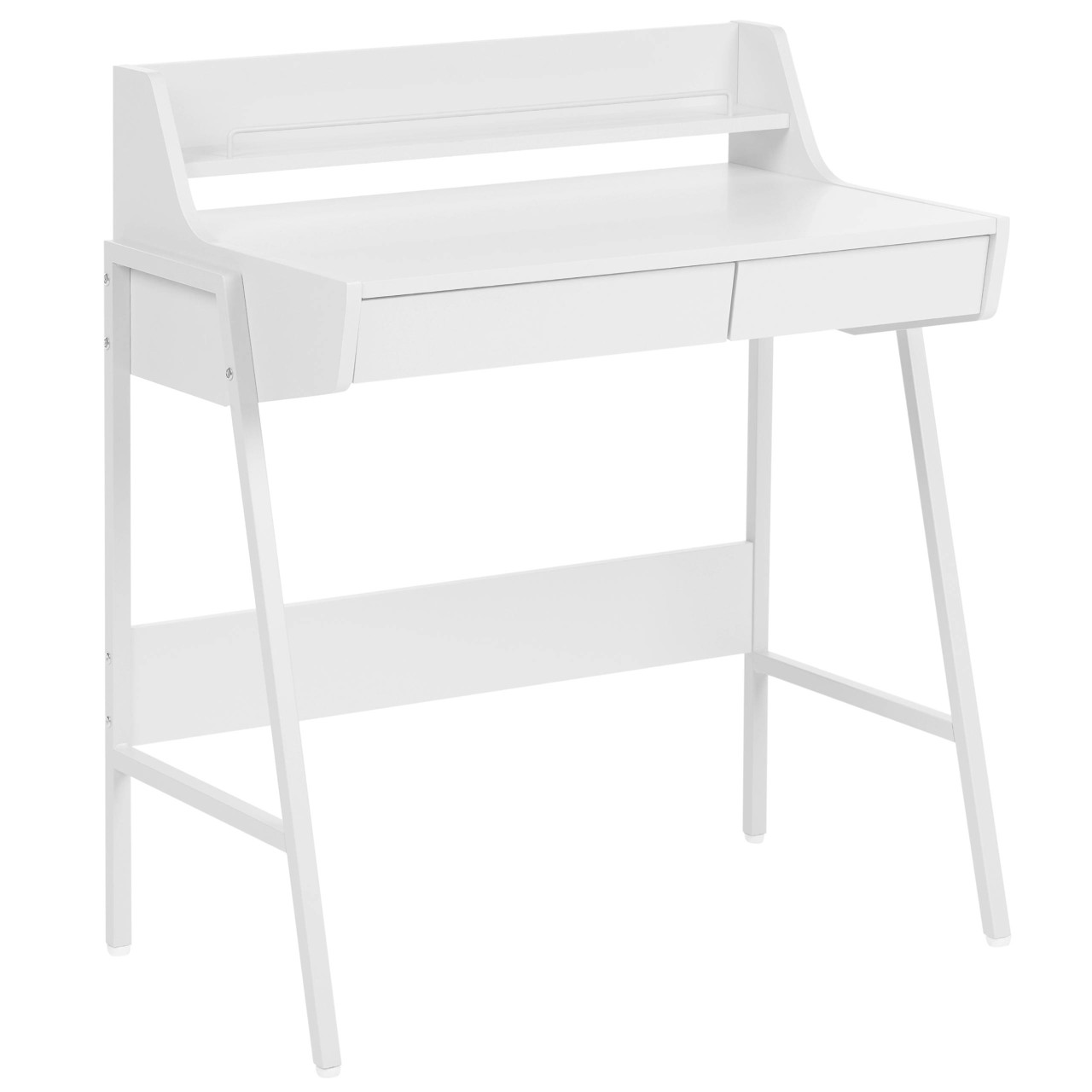 Secretária com estante superior BELIANI Broxton de MDF Branco 77x46x89