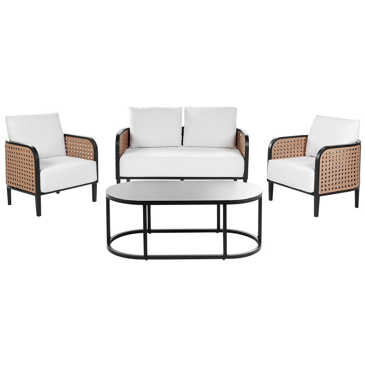 Conjunto lounge de exterior Montefalco em alumínio e rattan sintético