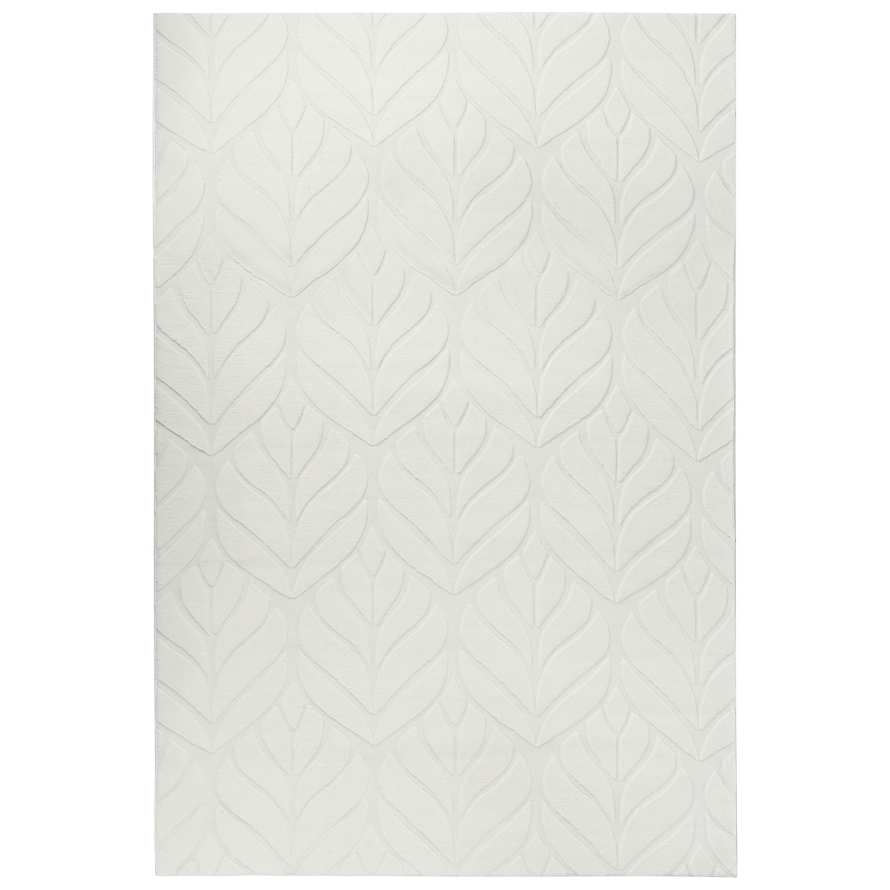 Tapete felpudo em pelo sintética de coelho com padrão de folhas BELIANI Mitchell de Pelo sintético Branco 160x230