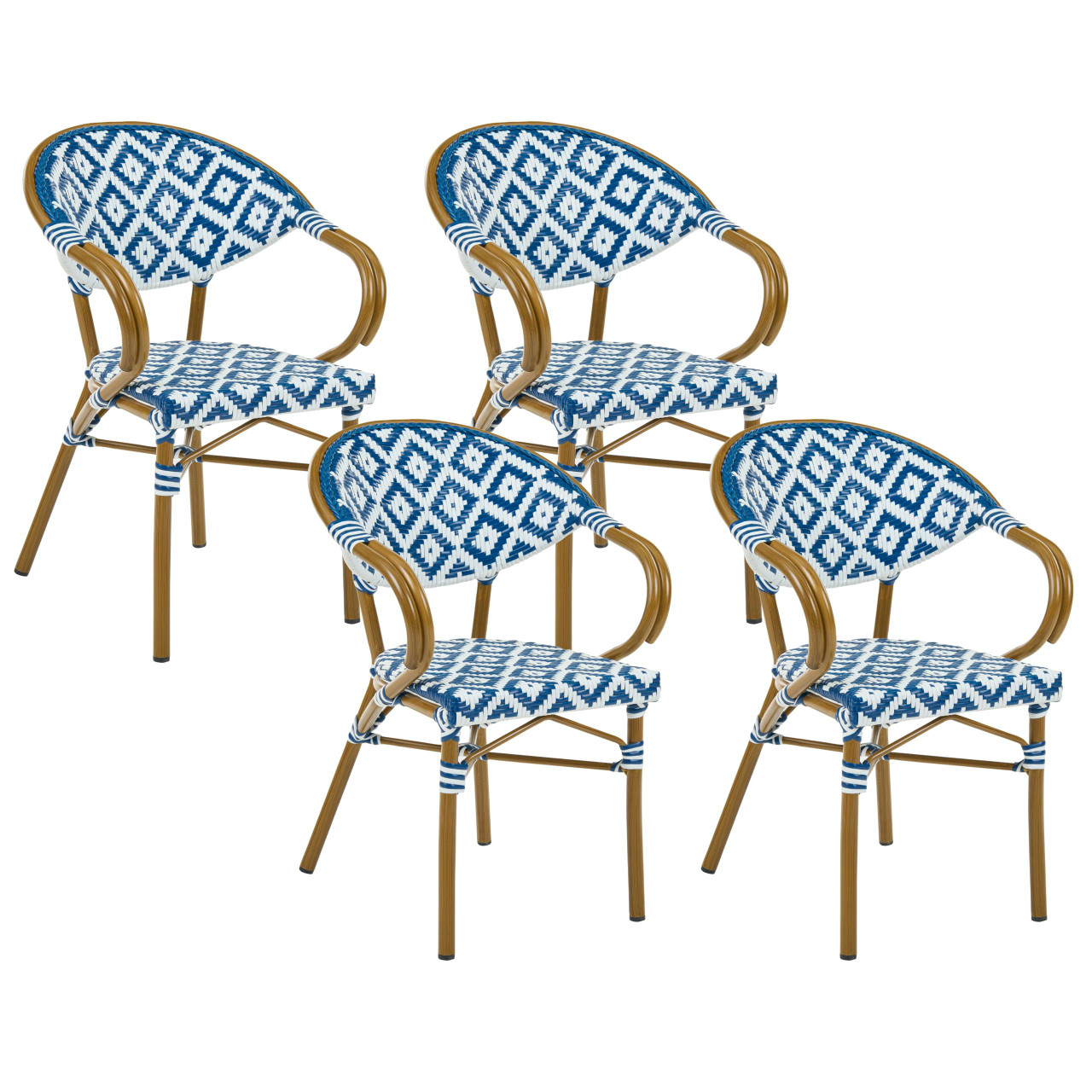 Conjunto de 4 cadeiras de jardim BELIANI Caspri de Ratan sintético Branco 41x51x81