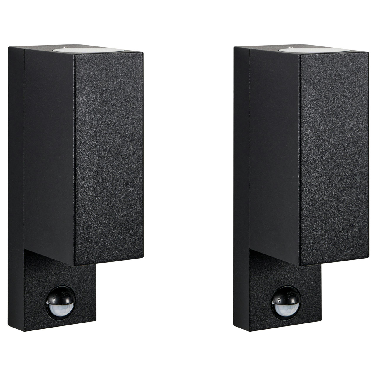 Conjunto de 2 candeeiros de parede para exterior LYNE Com sensor de movimento Preto