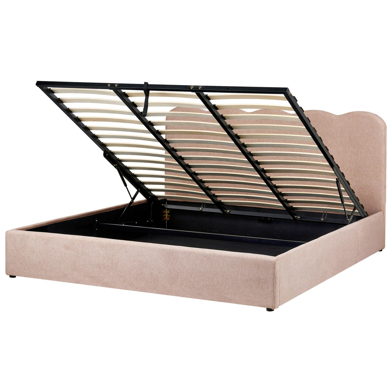 Cama de casal BELIANI Nanterre de Tecido Rosa 180x200