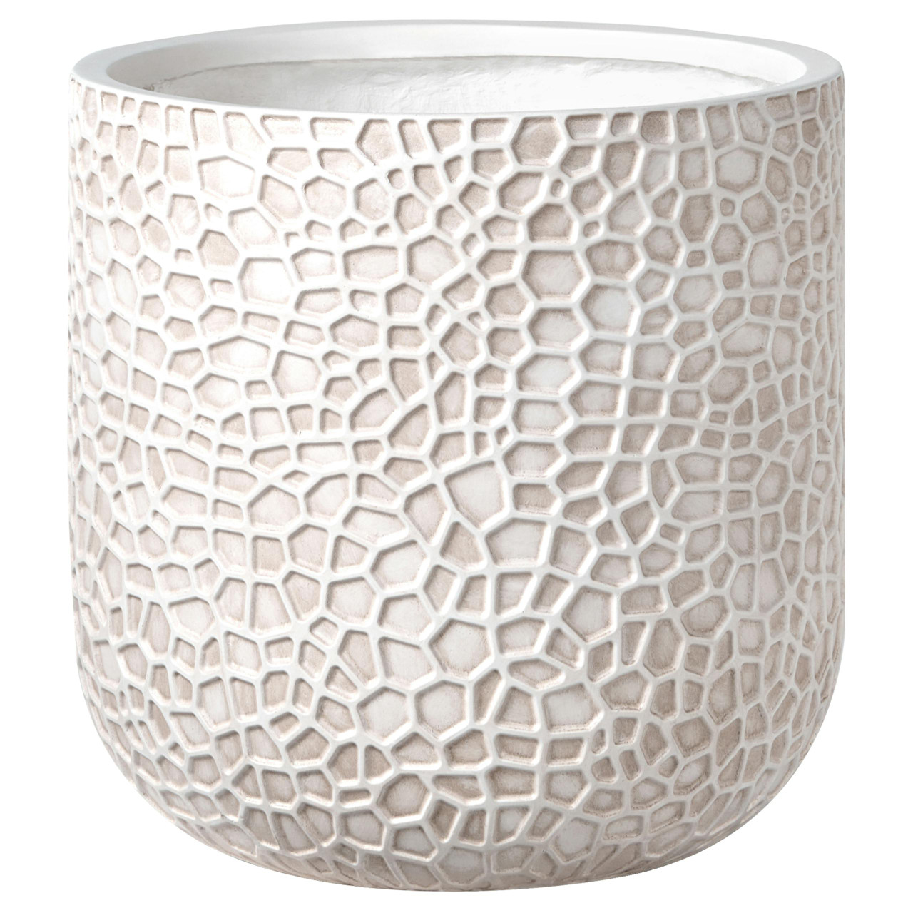 Vaso YUHUA redondo em fibra de argila creme