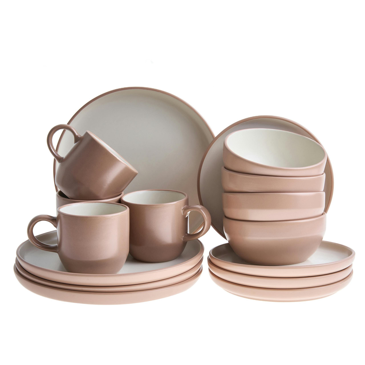 Conjunto de 16 peças de louça NUTMEG Grés Castanho