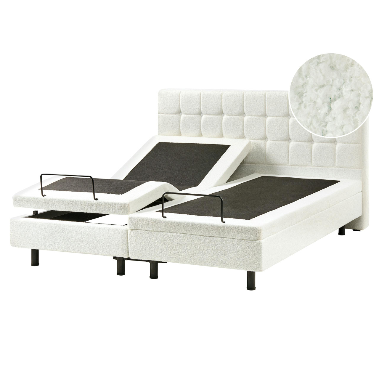 Cama ajustável Bouclé DUKE 160 x 200 cm Branco creme