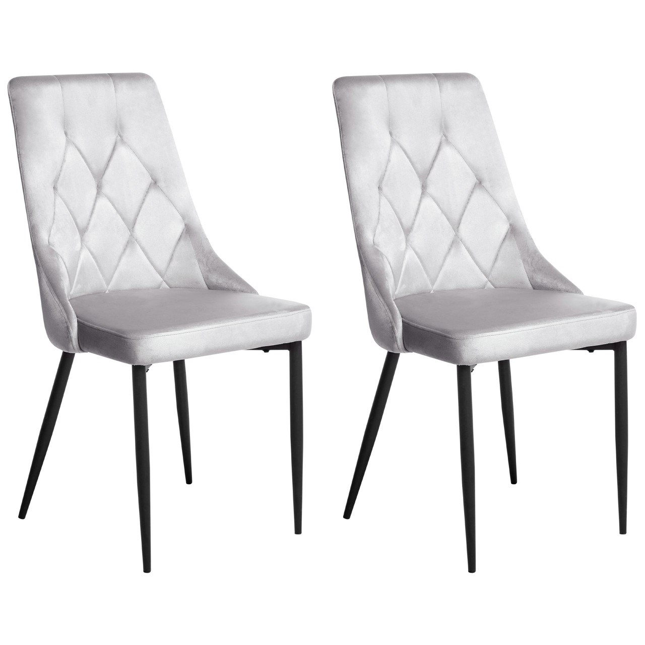 Sillas Tapizadas Modernas Beliani Avenir De Terciopelo Gris 46x61x96