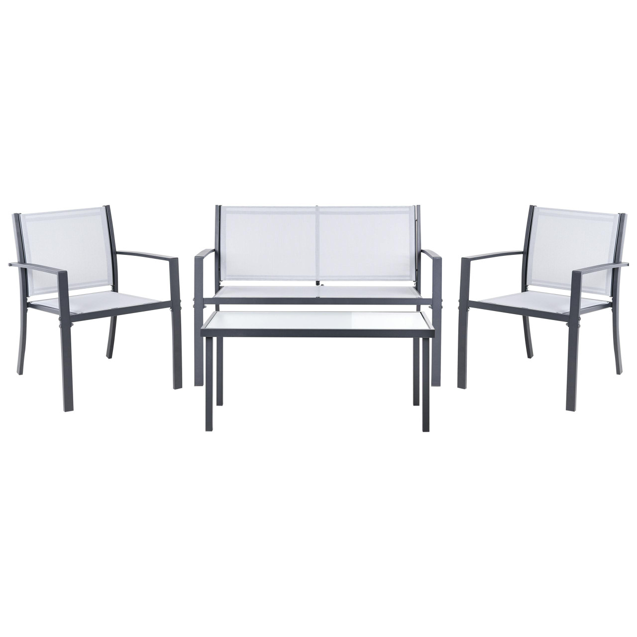 Conjunto de jardim com mesa 4 lugares TAVOLETO Metal Cinzento