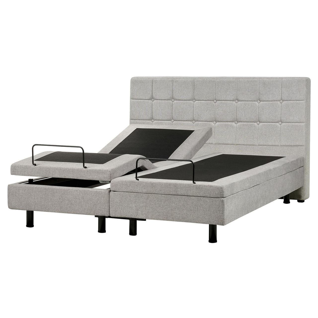 Cama ajustável Duke em tecido cinzento