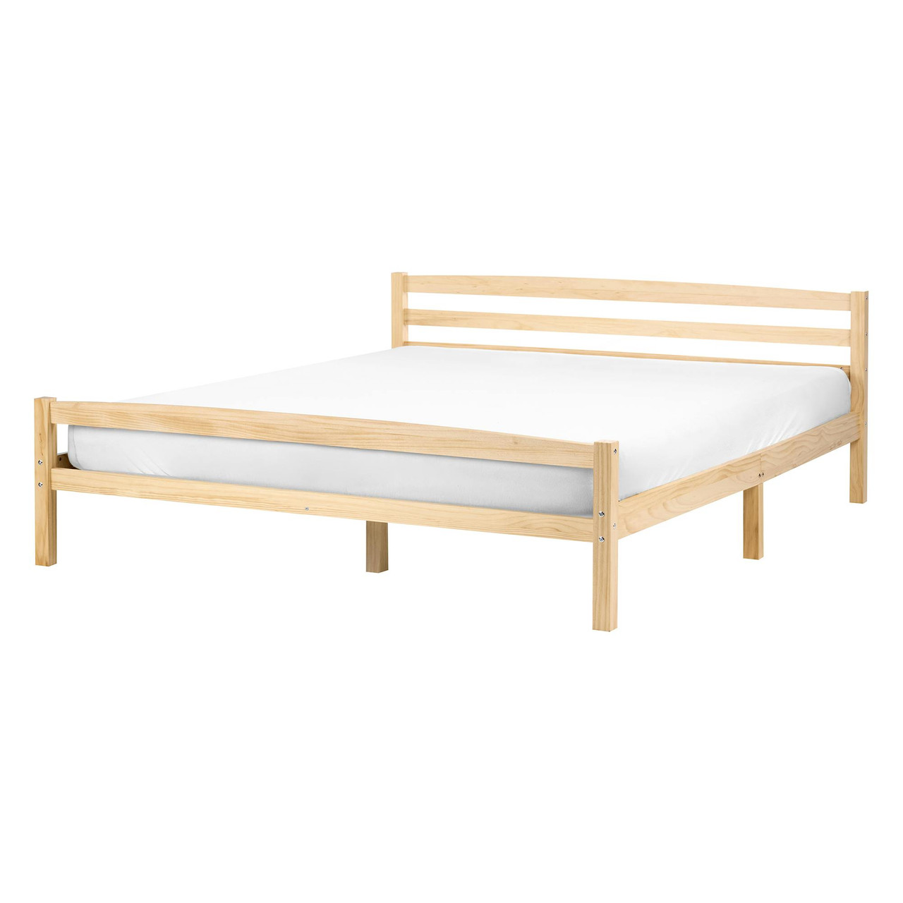 Cama de casal BELIANI Echallon de Madeira de pinho Castanho 140x200