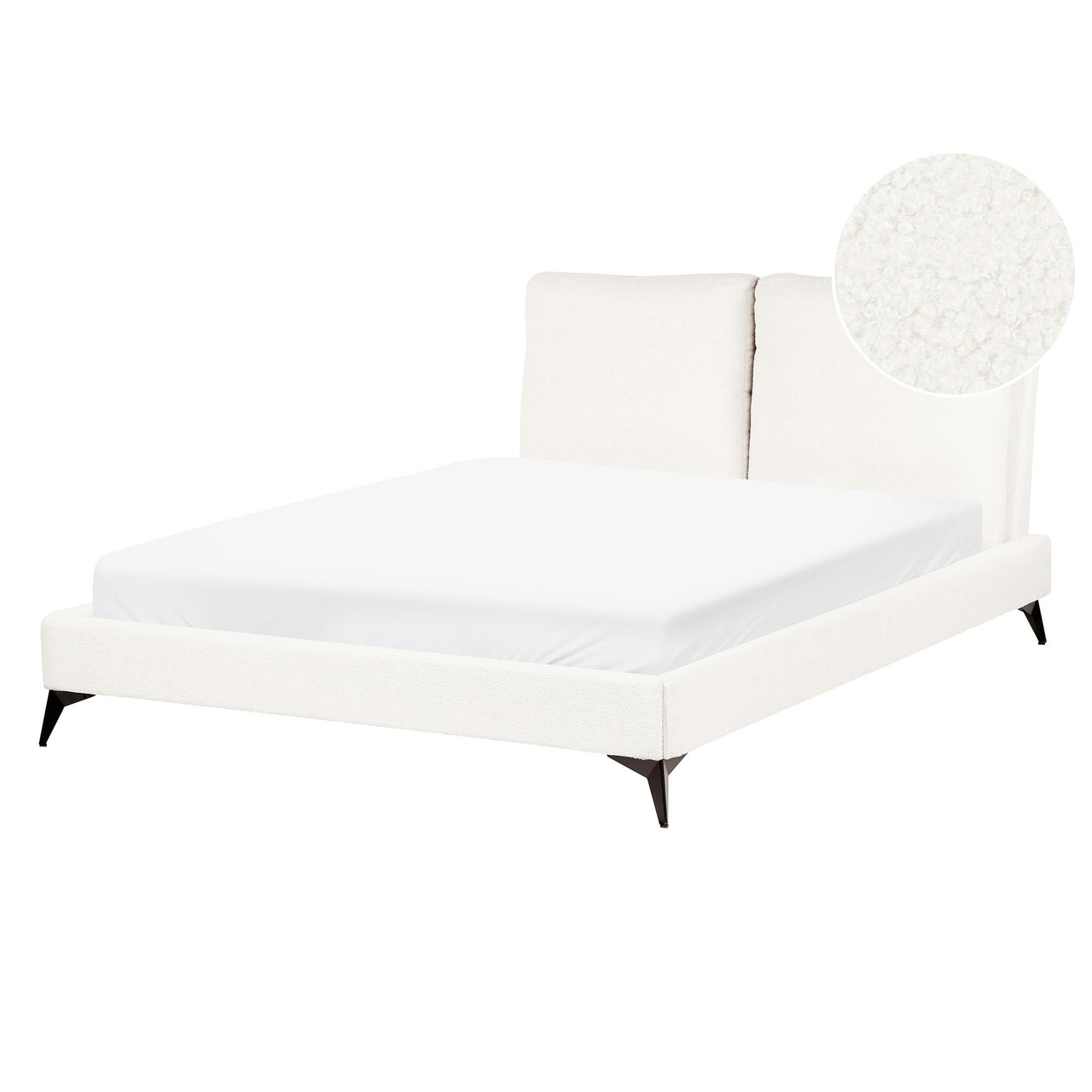 Cama de casal Melle em bouclé branco