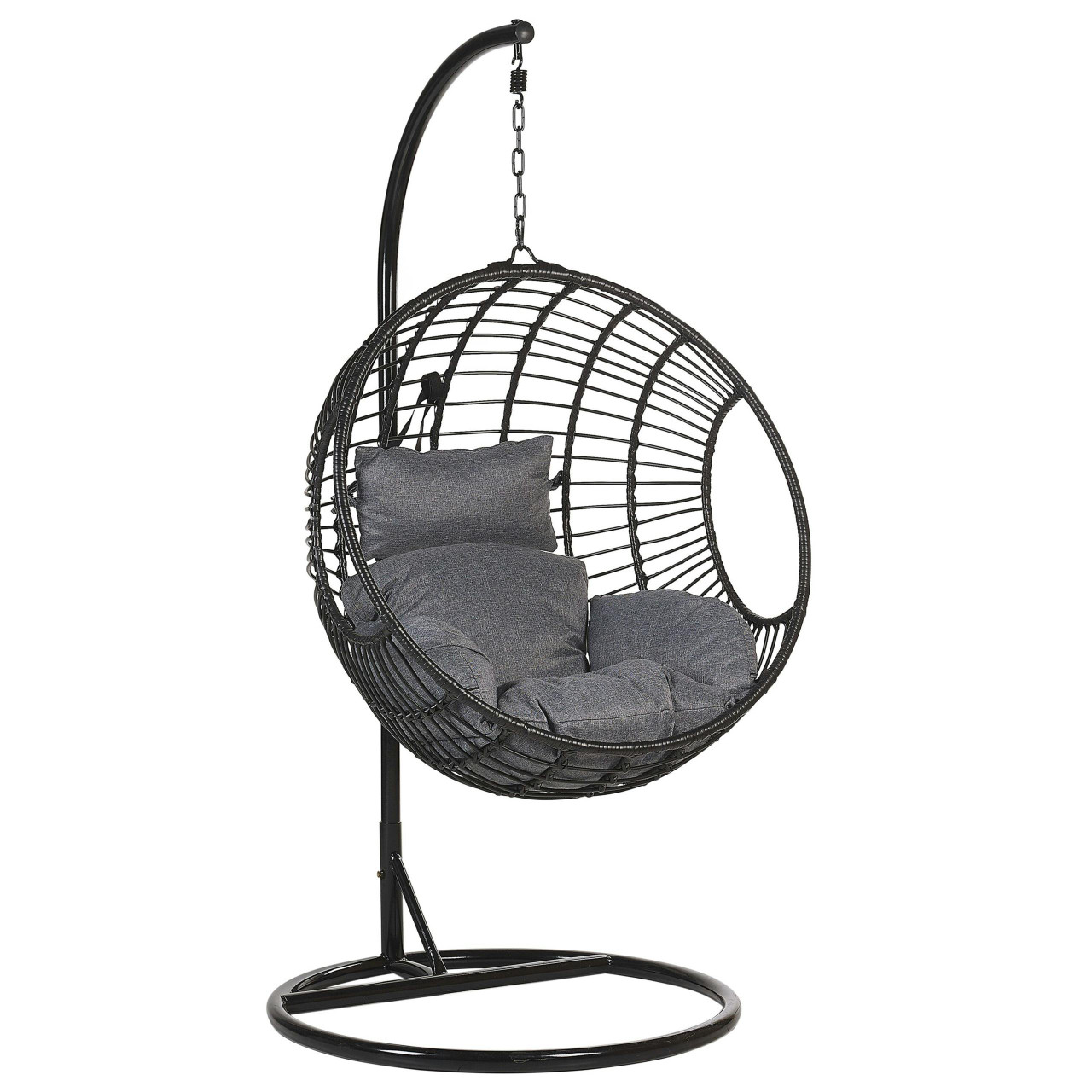Cadeira suspensa boho Aspio rattan sintético preto