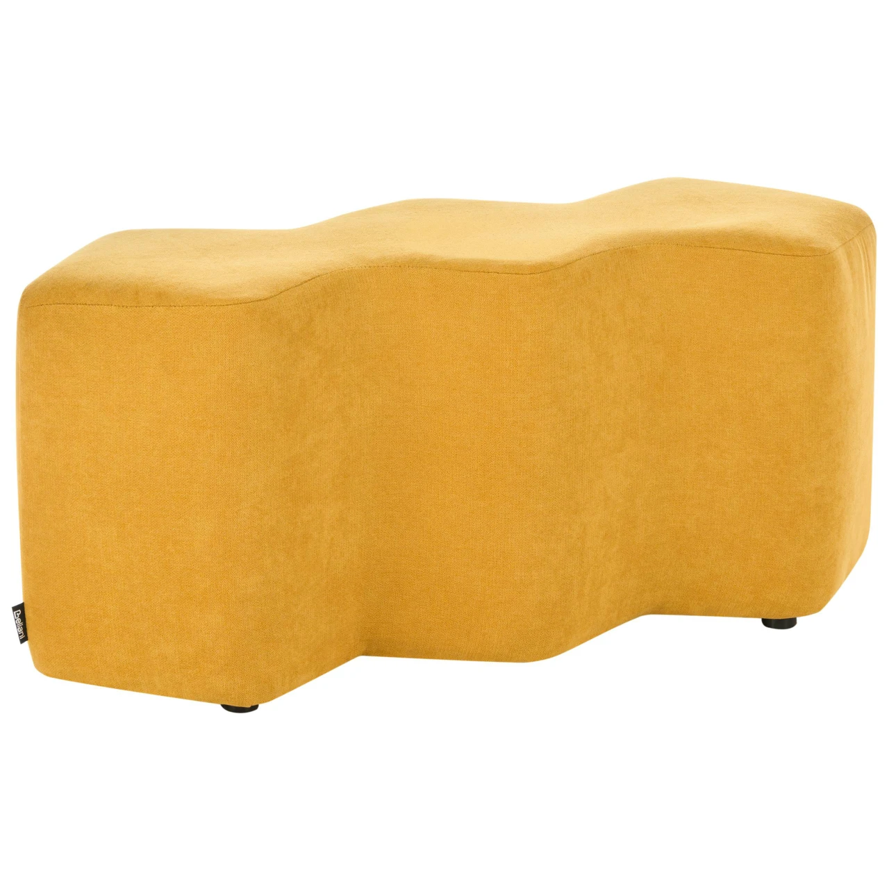 Repousa-pés estofado com formato ondulado BELIANI Littleton de Tecido Amarelo 86x30x38
