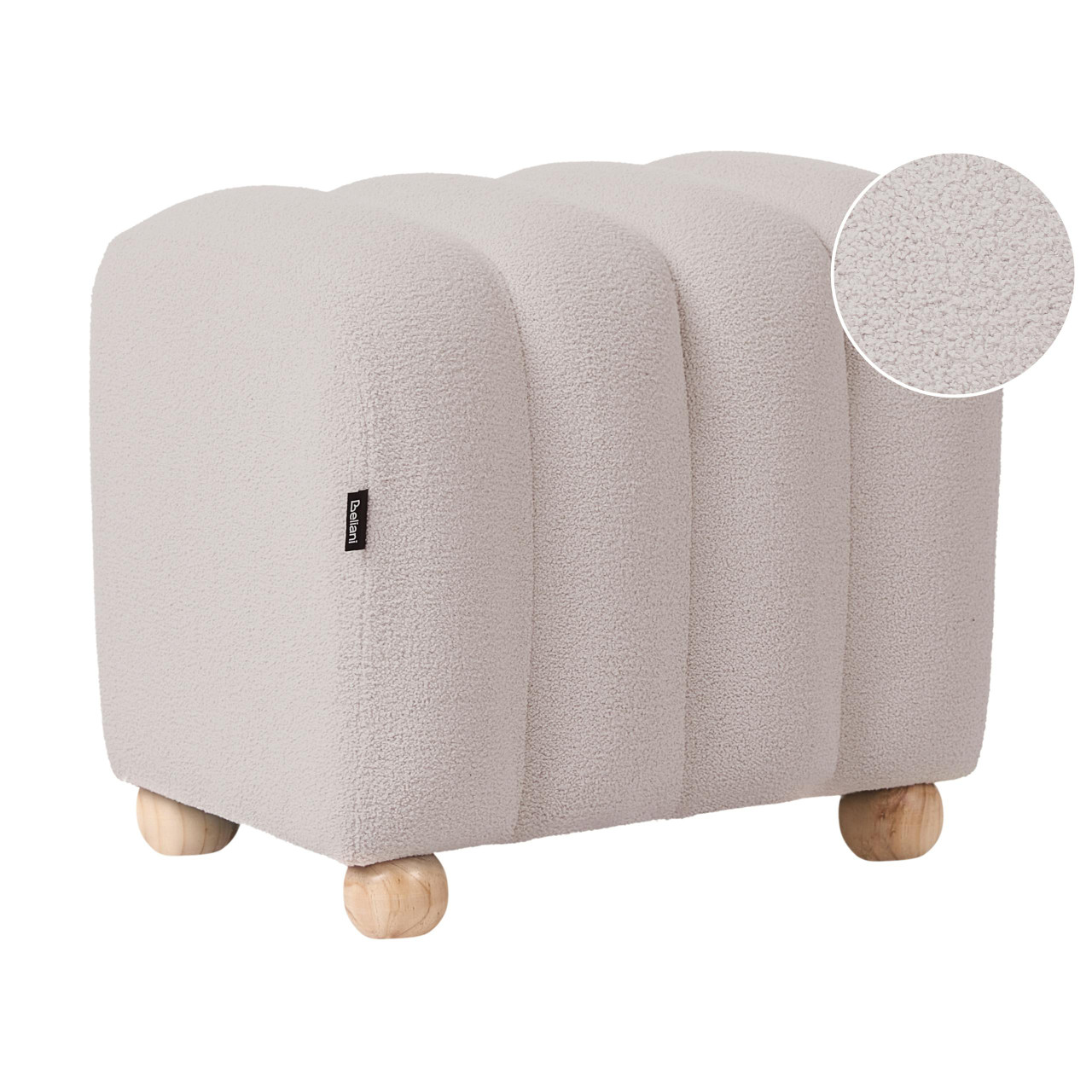 Pufe BELIANI Idyllwild de Bouclé Branco 49x38x46