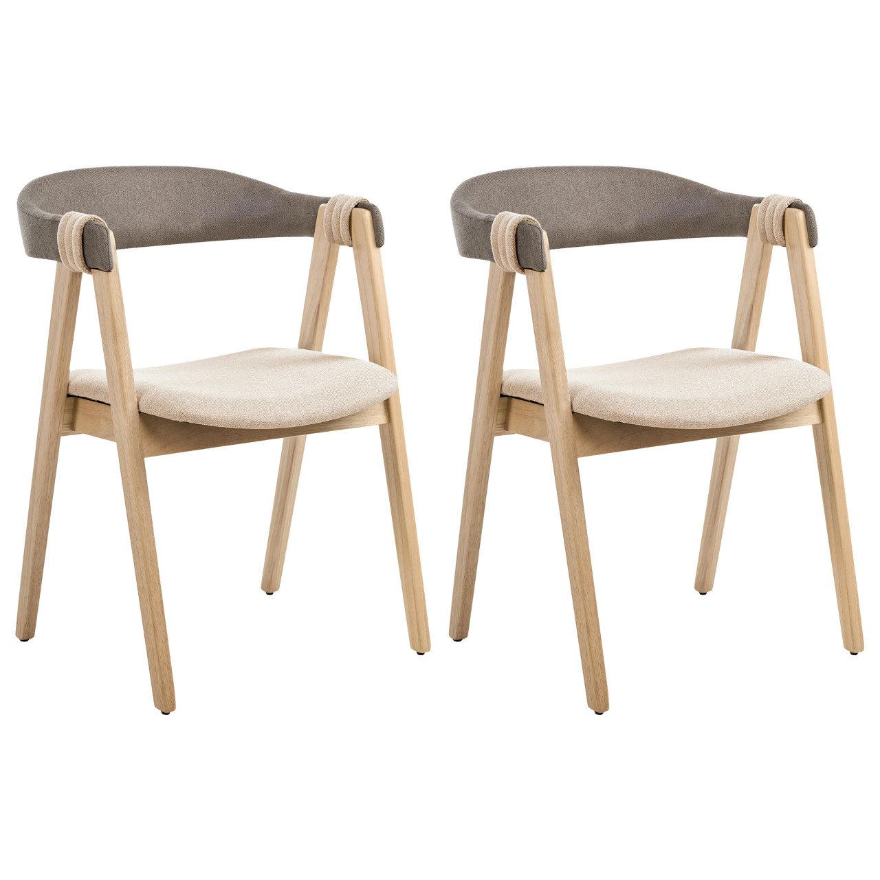 Conjunto de 2 cadeiras de jantar DAY Castanho claro/Taupe