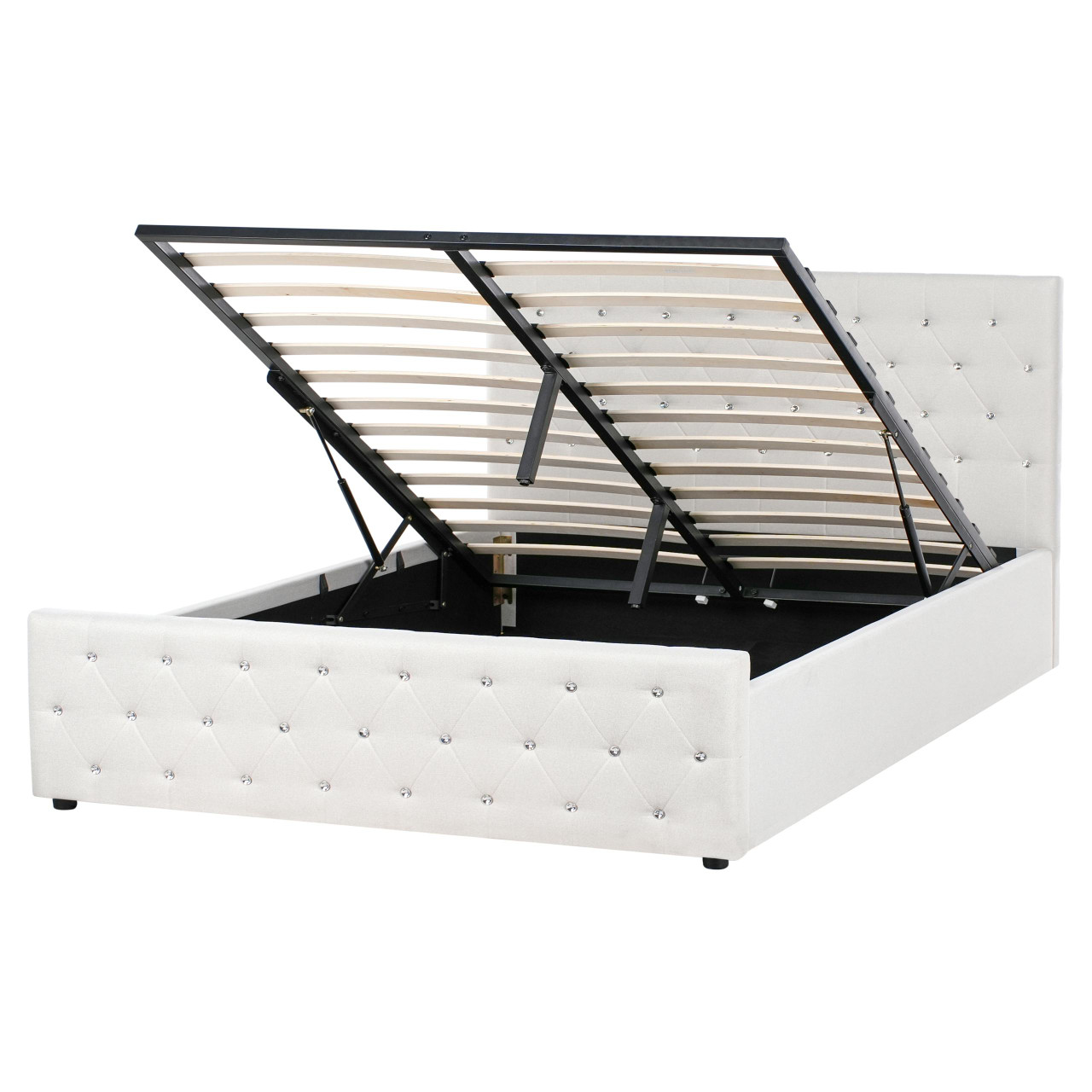 Sommier com arrumação Tecido AMIENS 160 x 200 cm Creme