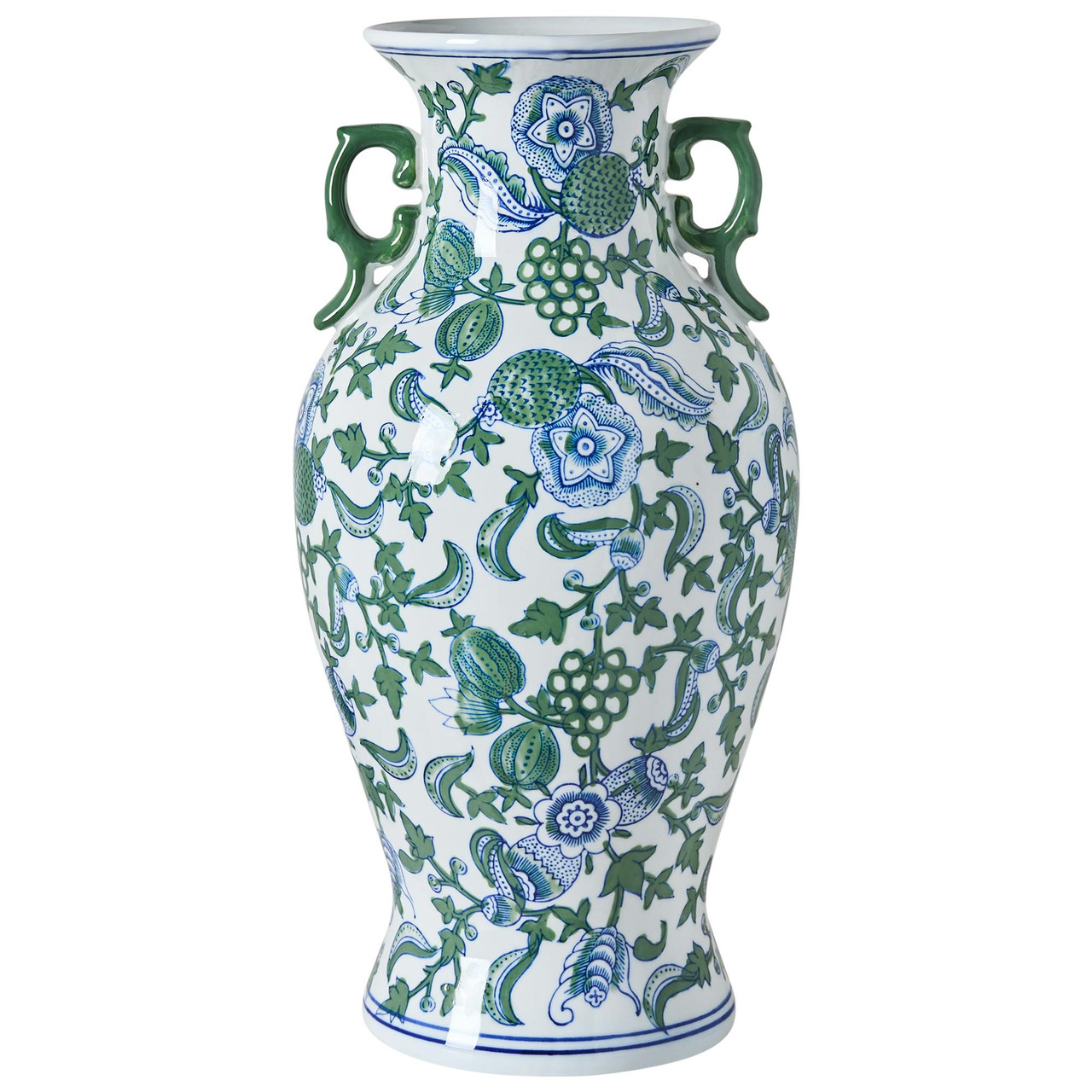 Jarro de flores SEGOWIA Porcelana 47 cm Branco/Azul