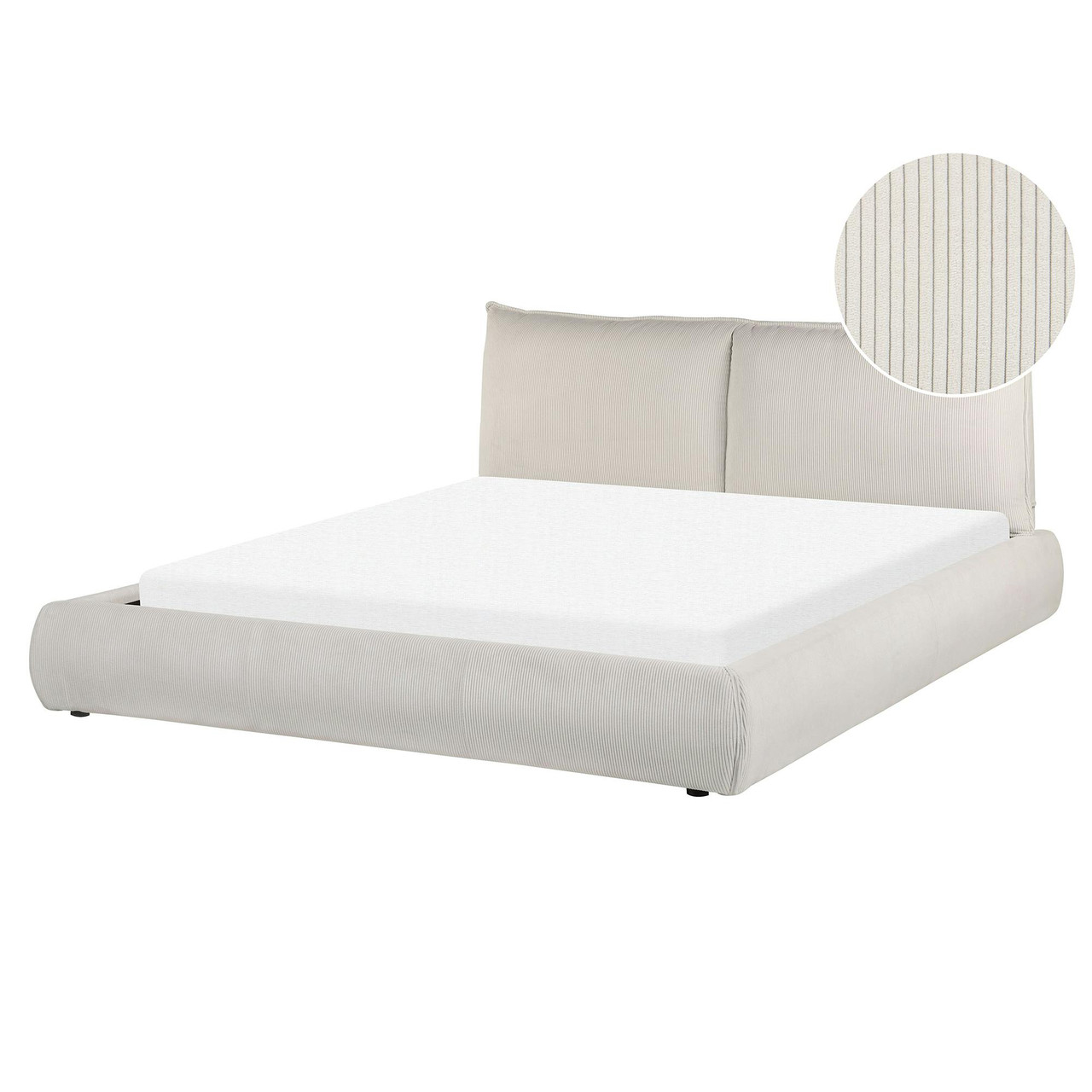Cama de casal Vinay em bombazine creme - 416908