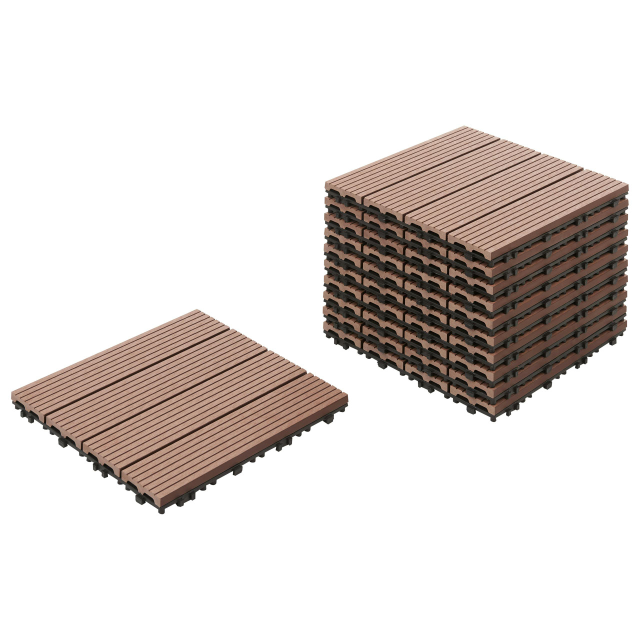 Pavimento exterior compósito WPC castanho quadrado 30x30 cm
