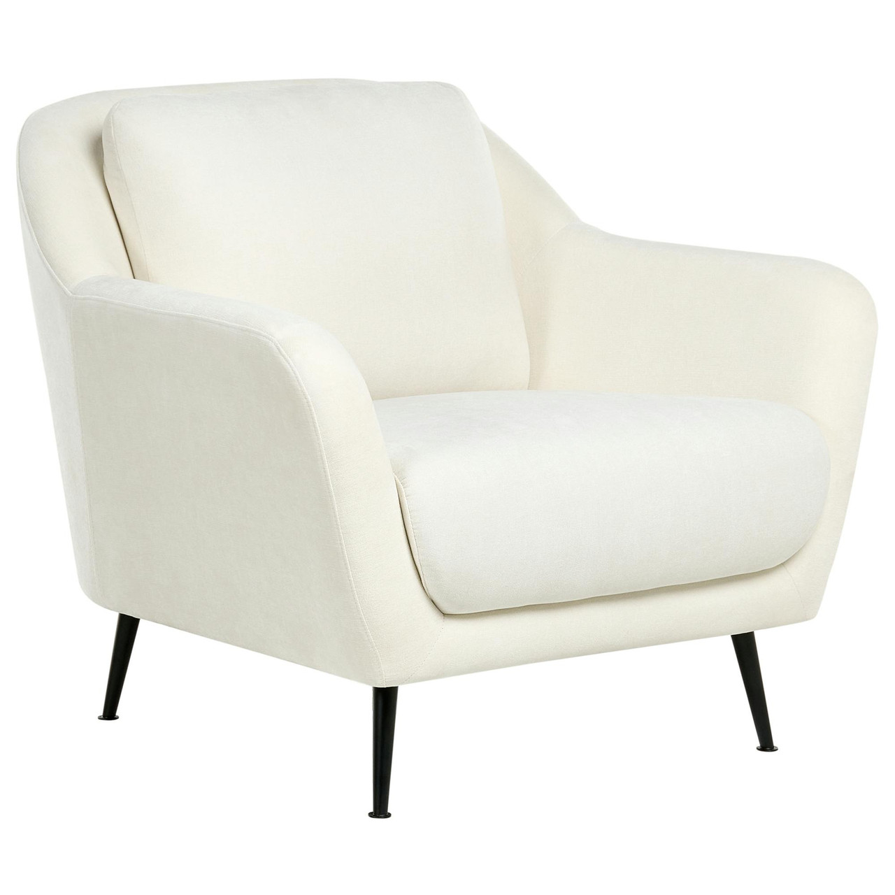 Sillón Eiby em chenilla branco com estrutura metálica