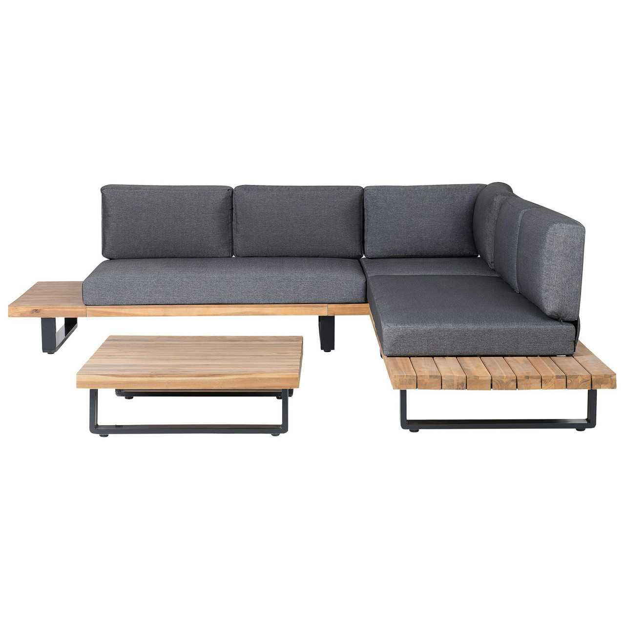 Conjunto De Exterior Modular Beliani Mykonos De Madeira De Acácia Com Certificado Fsc® Cinzento 255x255x76