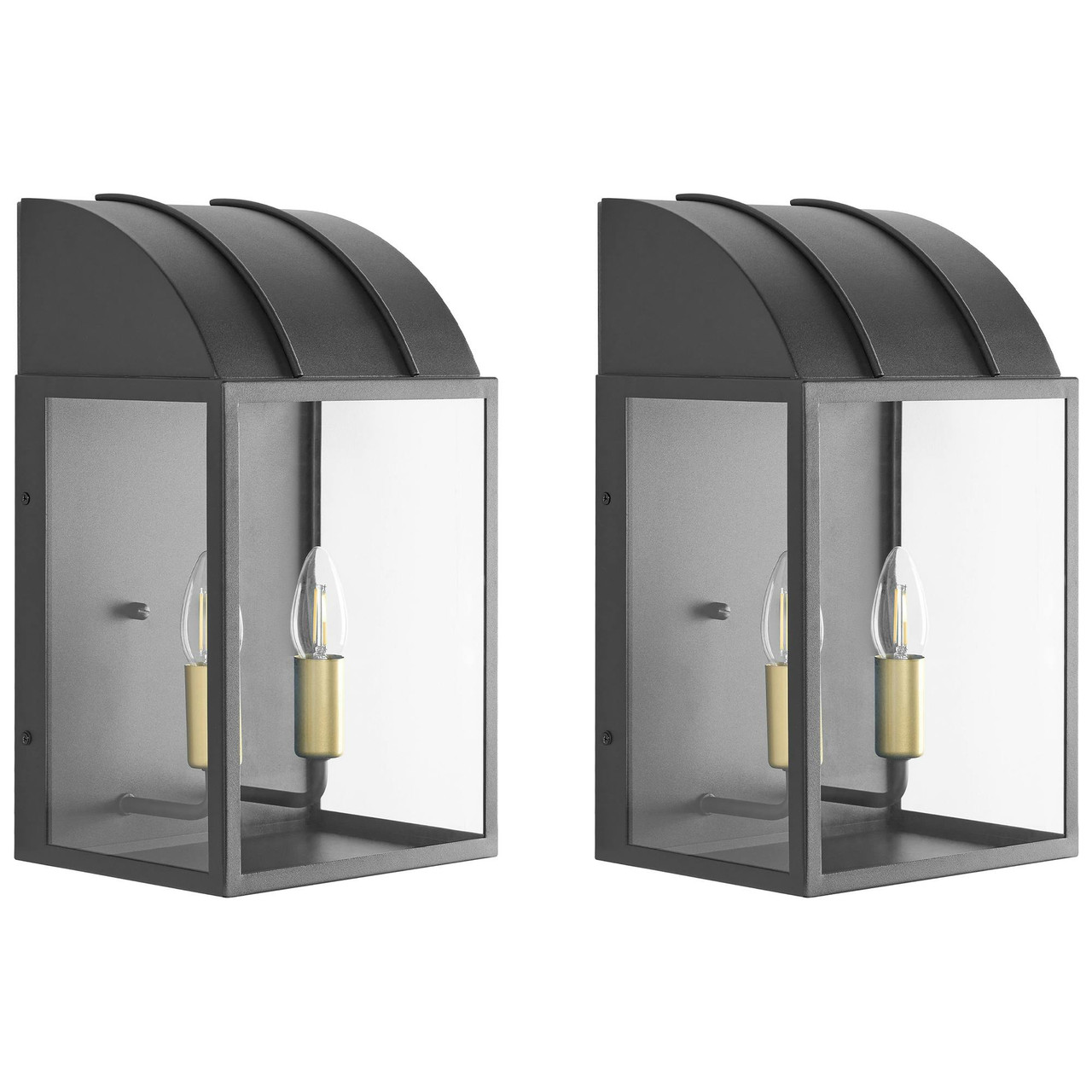 Conjunto de 2 candeeiros de parede para exterior BELITSA Preto