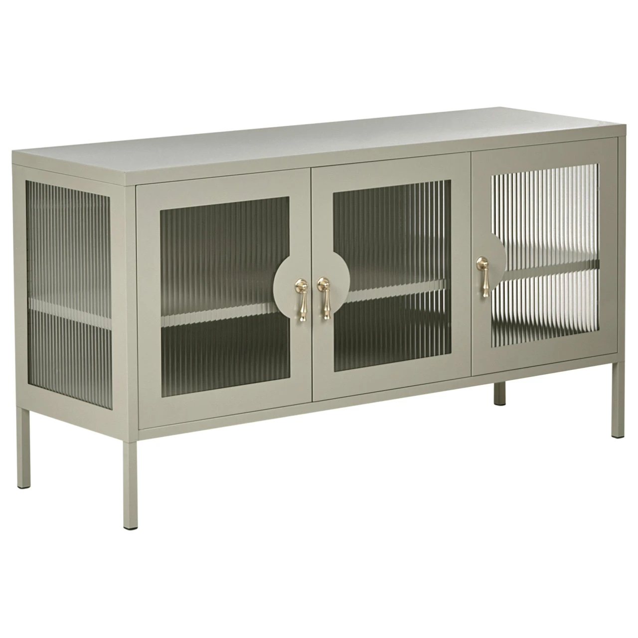 Aparador com 3 portas em metal creme claro GLEORA