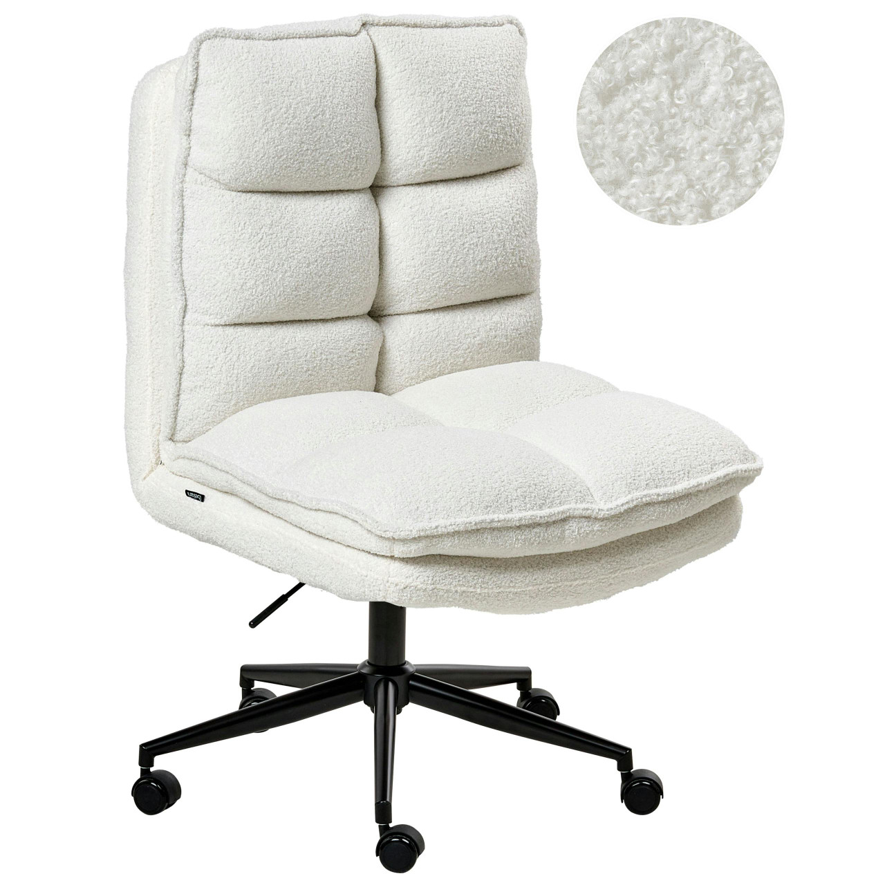 Silla De Oficina Beliani Addison De Bouclé Blanco 56x56x106