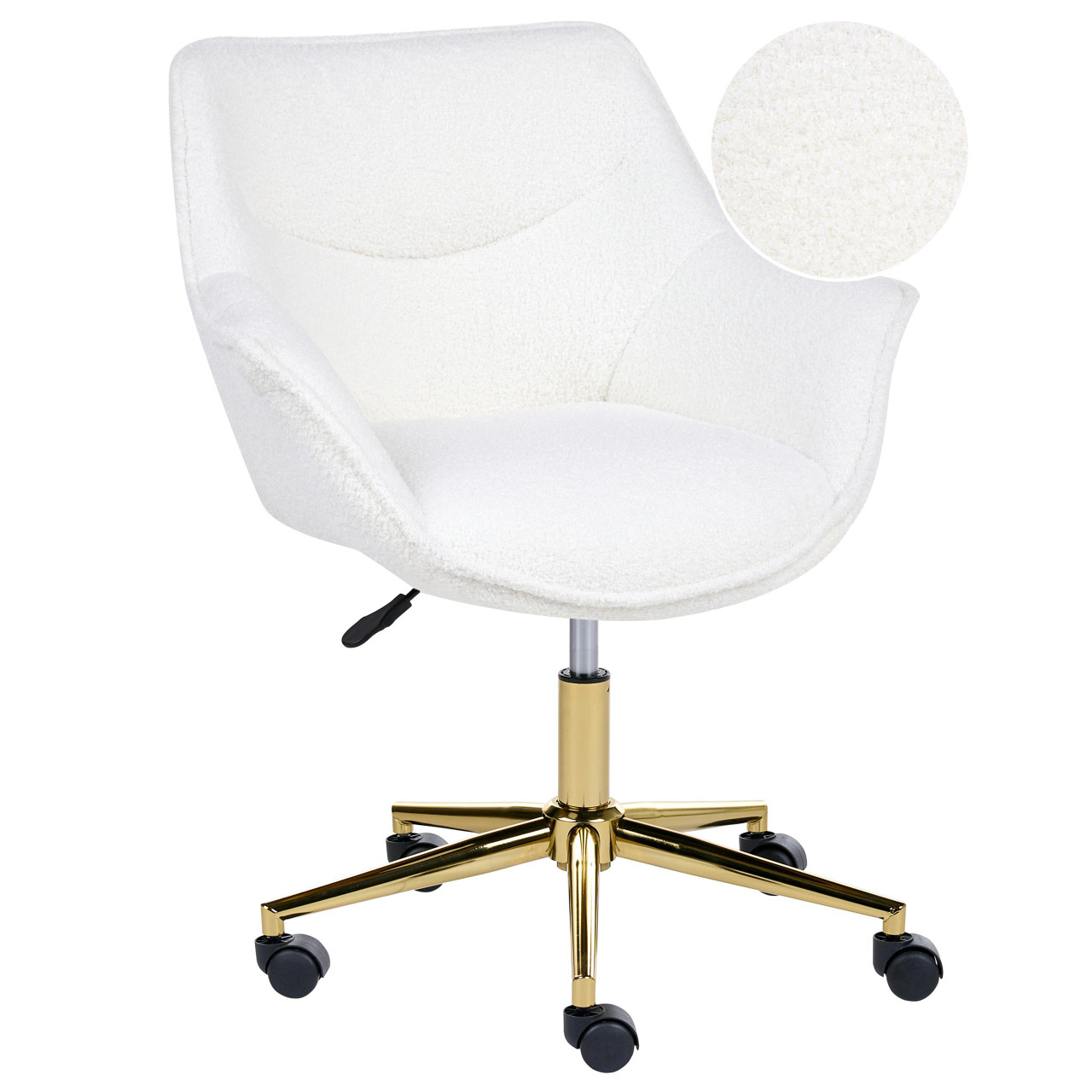 Cadeira home office BELIANI Ardelle de Bouclé Branco 68x60x95