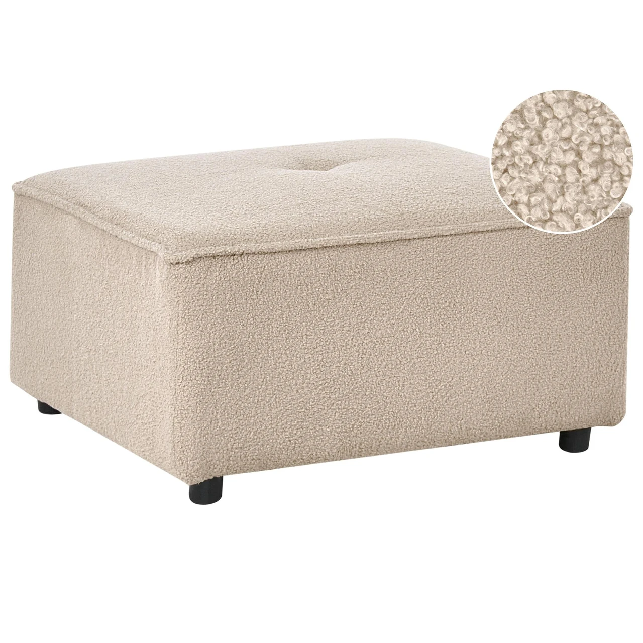 Repousa-pés BELIANI Axebo de Bouclé Creme 70x70x42