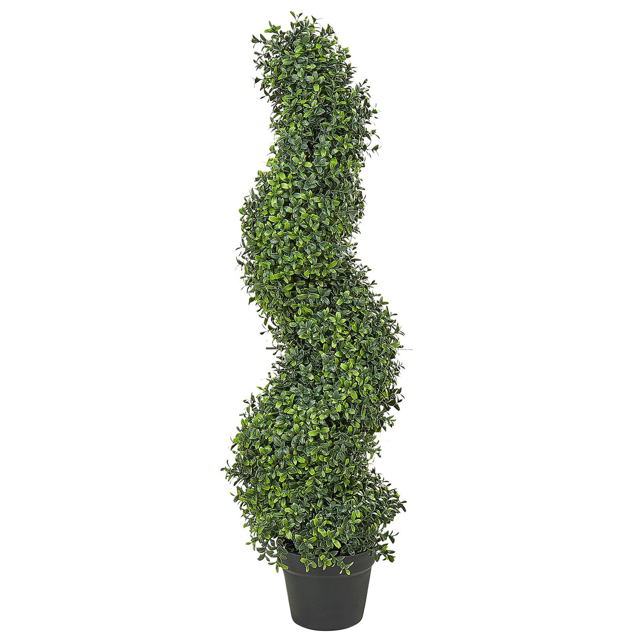 Planta artificial espiral Buxus em vaso material sintético verde