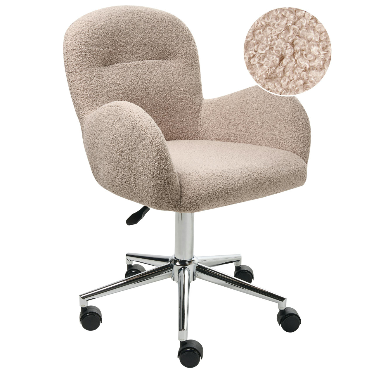Cadeira home office PRIDDY Bouclé Creme