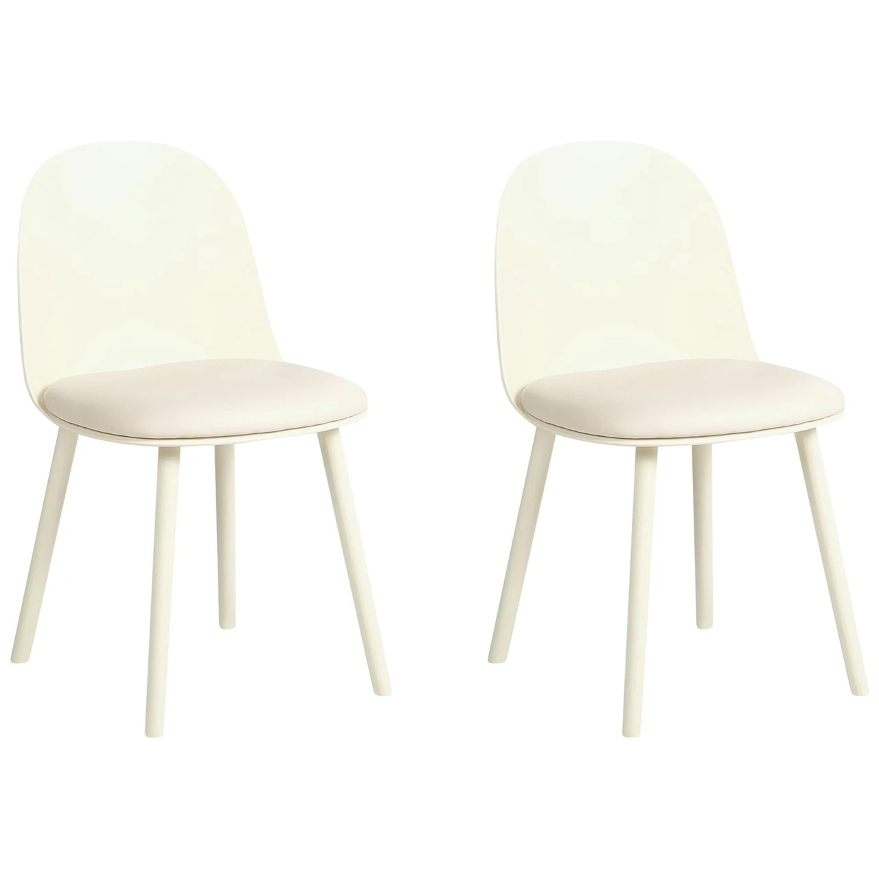 Conjunto moderno de 2 cadeiras em imitação de pele BELIANI Ankeny de Pele sintética Creme 46x48x80
