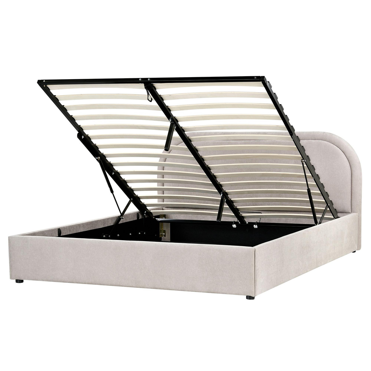 Sommier com arrumação Tecido QUILLIEN 160 x 200 cm Creme