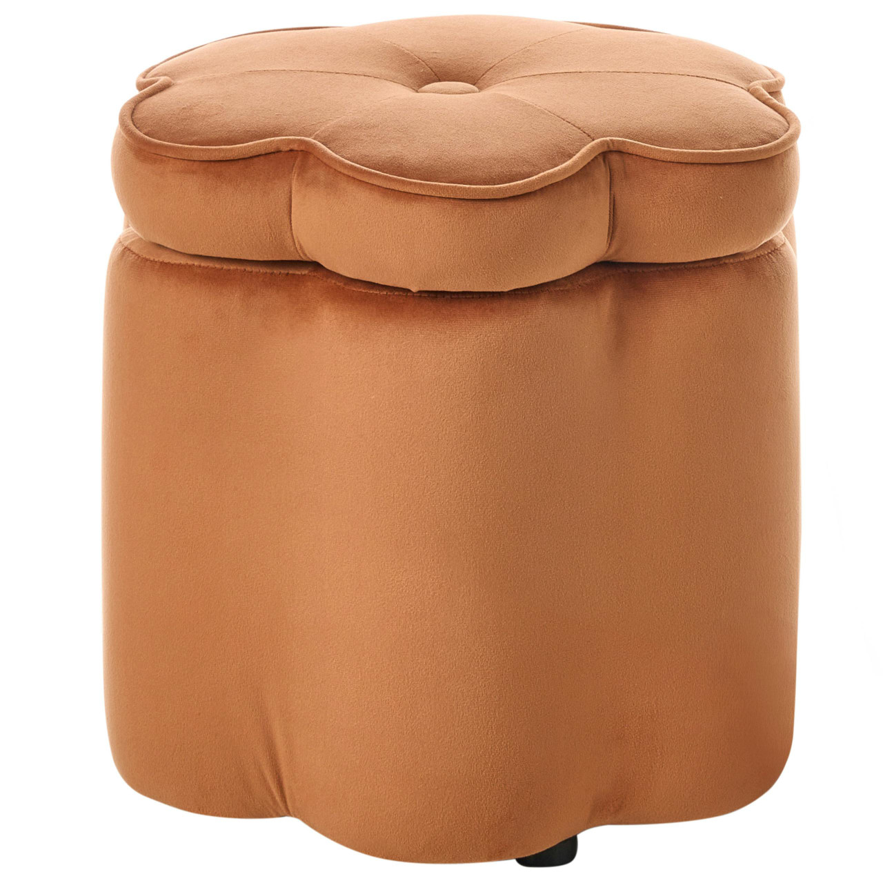 Pufe em forma de flor com arrumação BELIANI Flower de Veludo Laranja 40x40x38