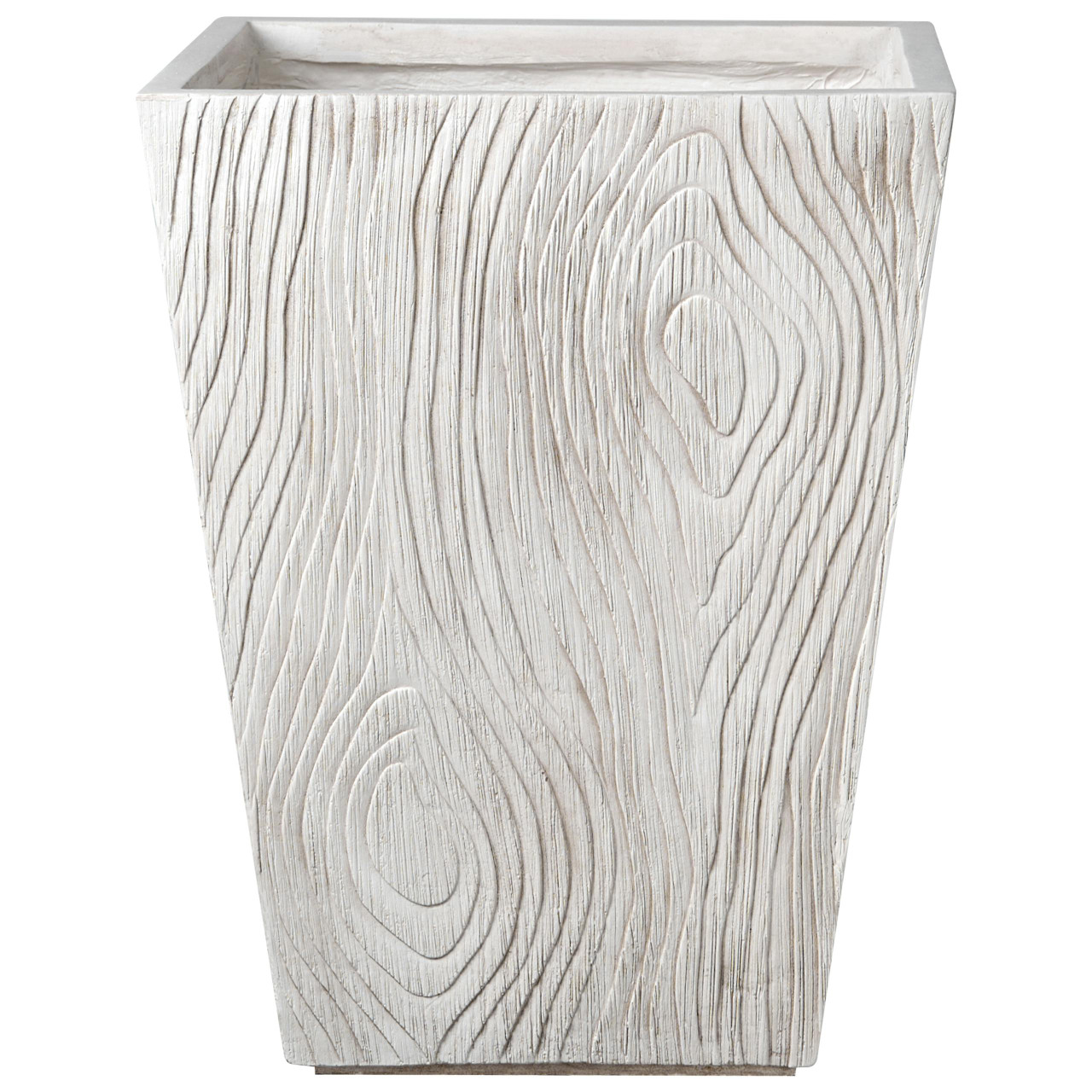 Vaso quadrado BAIHE em fibra de argila creme claro