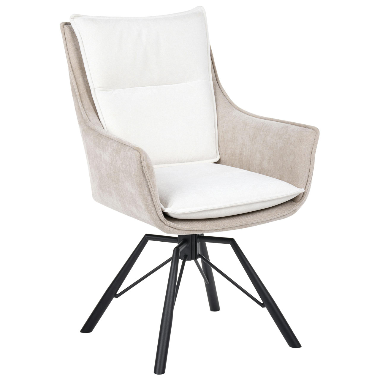 Cadeira moderna e giratória BELIANI Anneberg de Chenille Creme 60x64x94
