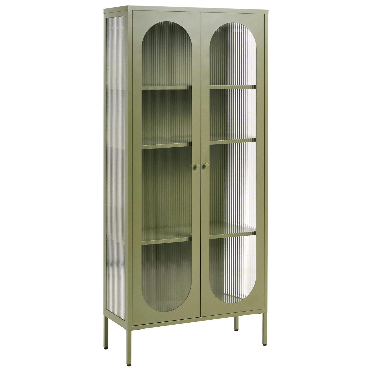 Armário alto elegante com frente de vidro BELIANI Foxton de Aço Verde 80x35x181