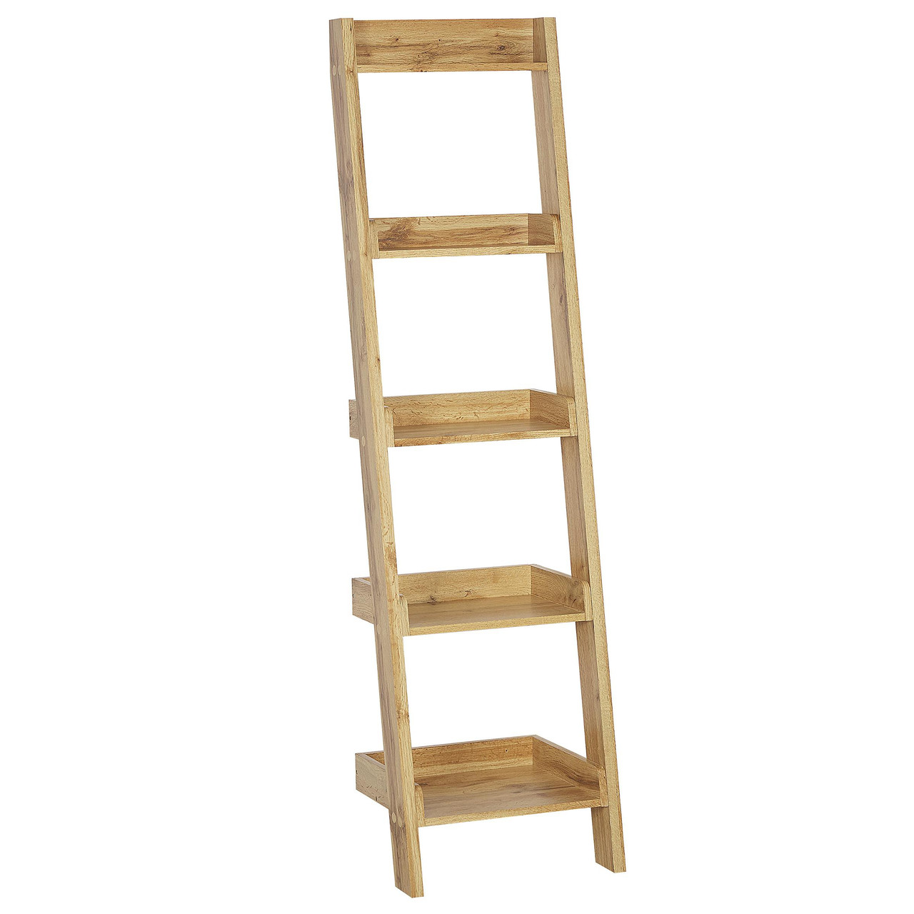 Estante escadote 5 prateleiras MDF madeira clara