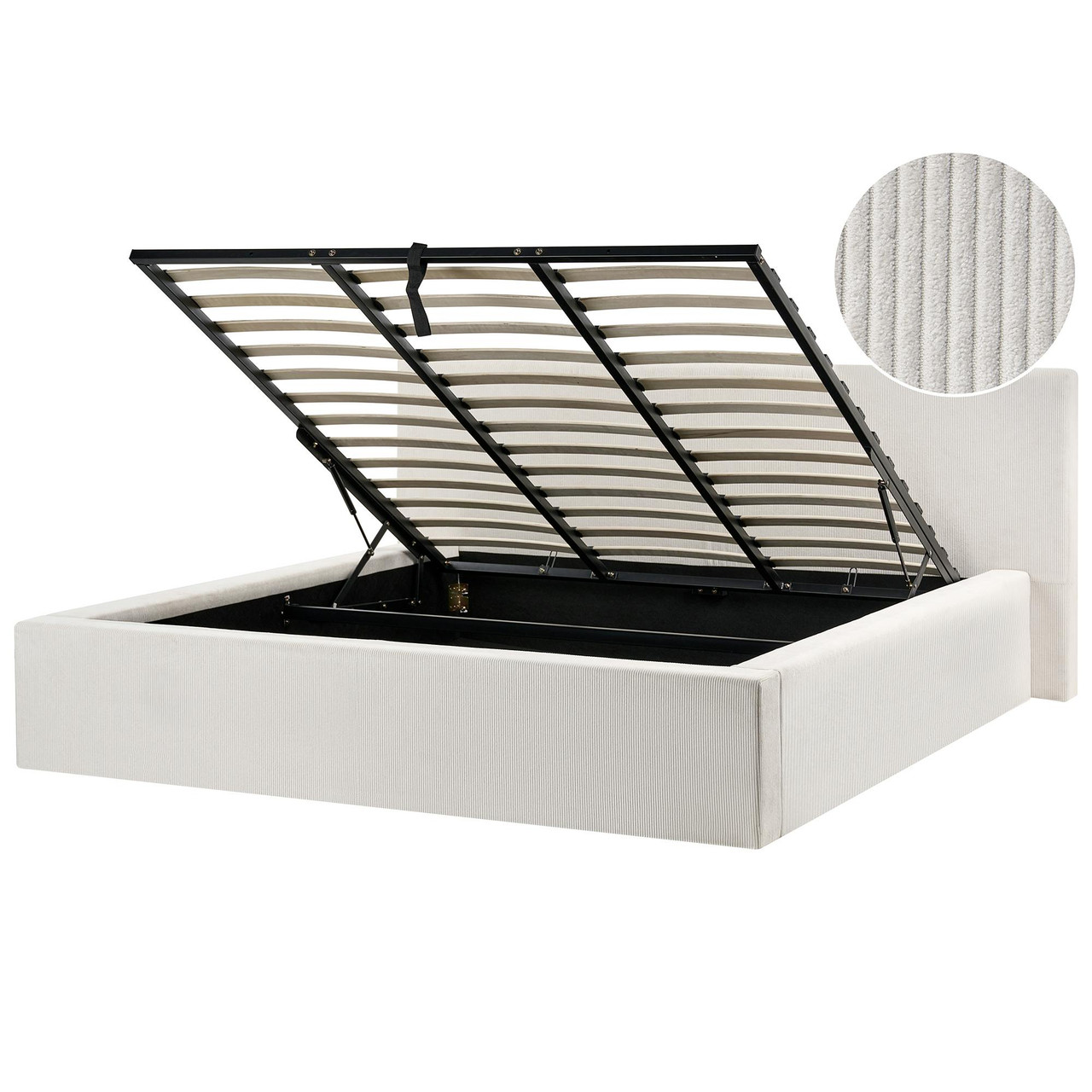 Cama de casal BELIANI Lillebonne de Bombazine Creme 180x200