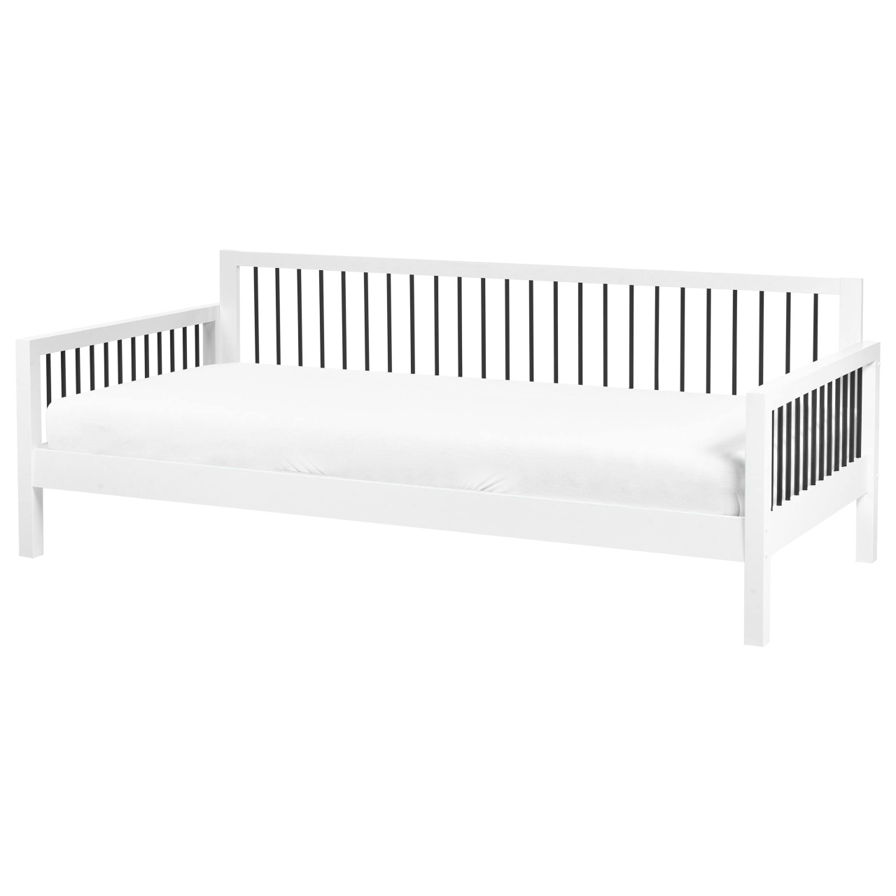 Cama de dia tricot em madeira de seringueira branco
