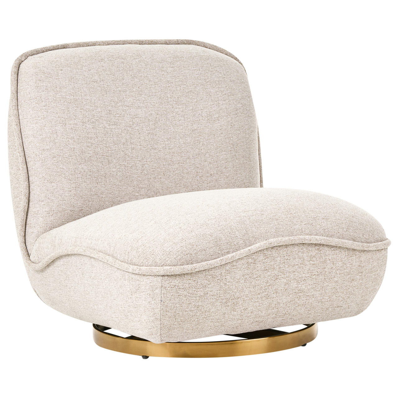 Poltrona giratória BELIANI Muren de Tecido Creme 80x89x77