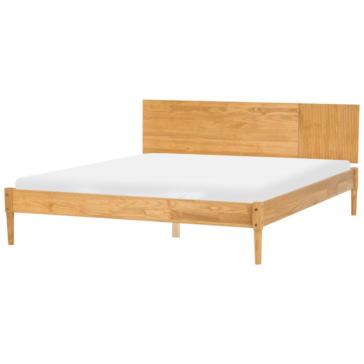 Cama de casal BELIANI Flavignac de Madeira de pinho Castanho 180x200