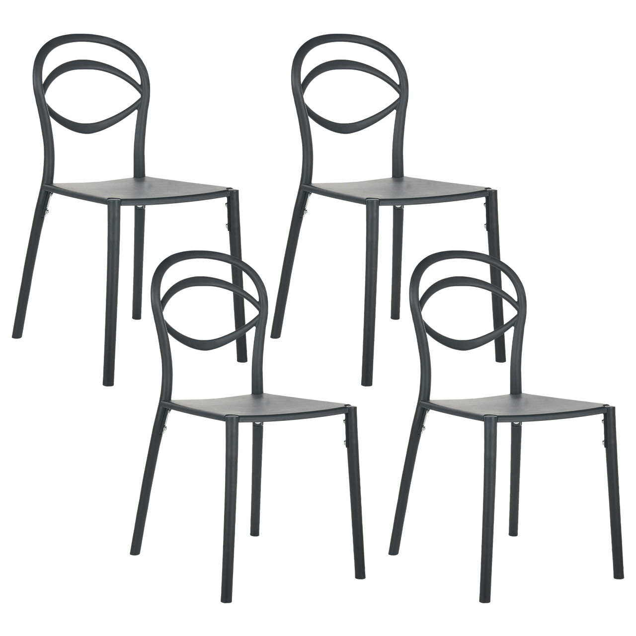 Conjunto de 4 cadeiras de jardim COVOLO Preto