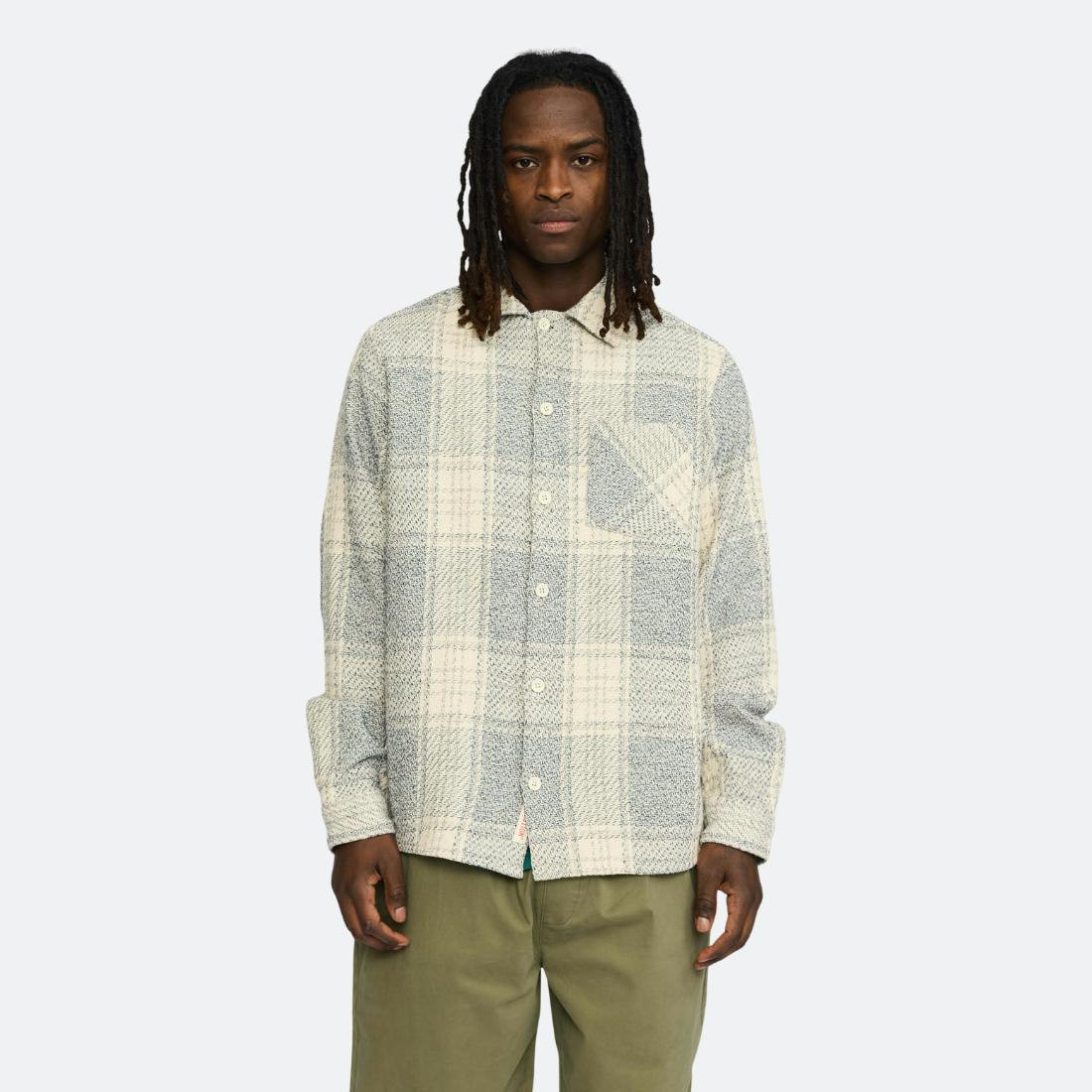 Casual shirt xadrez em algodão com bolso peito