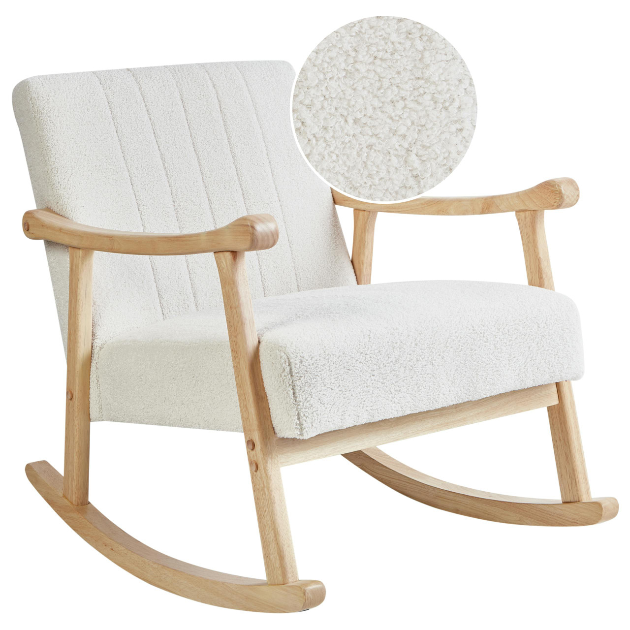 Poltrona de baloiço Leknes em bouclé branco