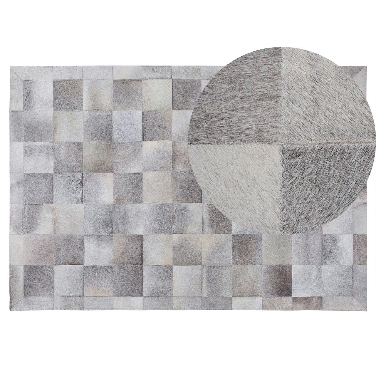 Tapete patchwork de pele de vaca Alacam cinzento