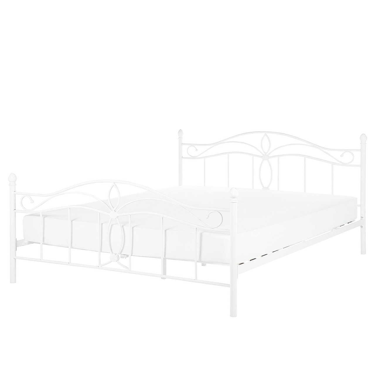Cama de casal Antlia em aço branco